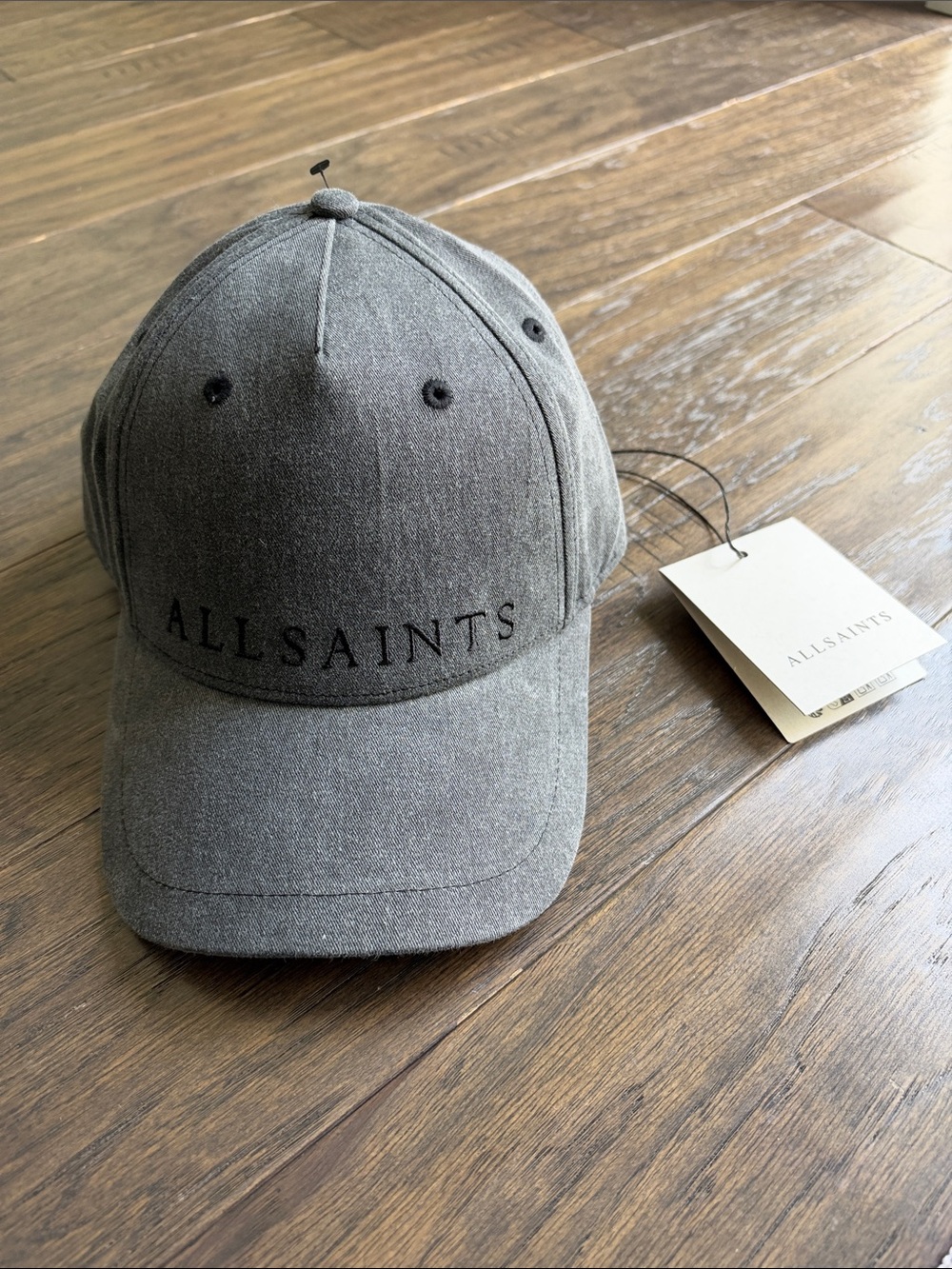 All Saints Charcoal Gray Embroidered Logo Cap